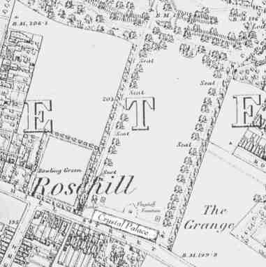 Part of 1860 Ordnance Survey map showing the Crystal Palace.